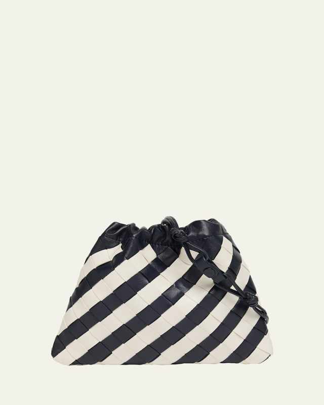 Small Striped Leather Pouch Crossbody Bag